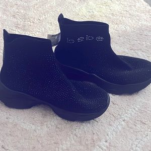 Bebe Studded Black Sneakers 8 1/2 NWT